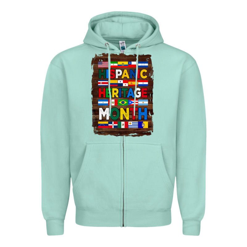 Hispanic Haritage Month Flags With Background Zipper Hoodie by BundleAndBundleShop | Teevron