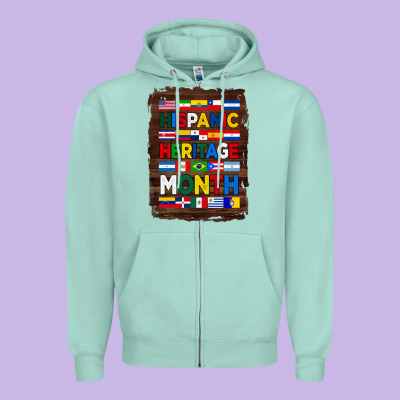 Hispanic Haritage Month Flags With Background Zipper Hoodie Designed By Bundleandbundleshop