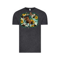 Vintage Black western rodeo horse cowhide sunflowers Vintage Tee - BarkalooDesign
