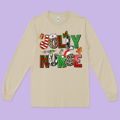 Jolly Nurse Long Sleeve Tee Designed By Adodesignshop
