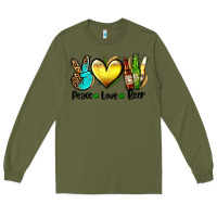 Army Green peace love beer Long Sleeve Tee - AdoDesignShop