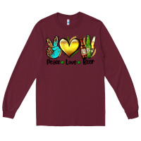 Burgundy peace love beer Long Sleeve Tee - AdoDesignShop