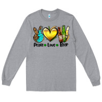 Heather Grey peace love beer Long Sleeve Tee - AdoDesignShop