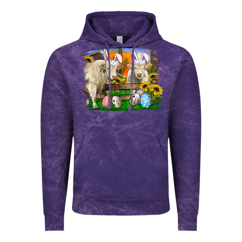 Easter Farm Cows Bunny Ears And Eggs Vintage Hoodie by RanaPortraitStore | Teevron