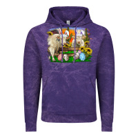 Cloud Purple easter farm cows bunny ears and eggs Vintage Hoodie - RanaPortraitStore