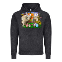 Vintage Black easter farm cows bunny ears and eggs Vintage Hoodie - RanaPortraitStore