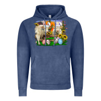 Vintage Denim easter farm cows bunny ears and eggs Vintage Hoodie - RanaPortraitStore