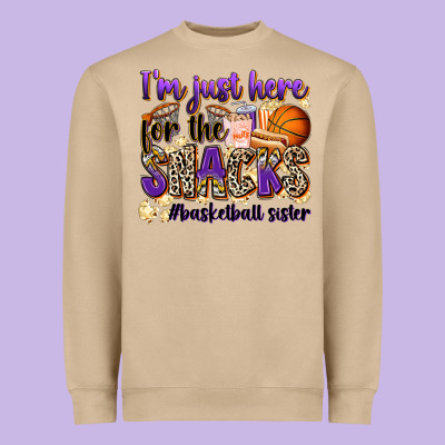 I'm Just Here For The Snacks #basketball Sister Heavyweight Sweatshirt Designed By Zillion Design Studio