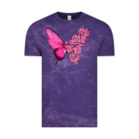 Cloud Purple Pink Flowers and Breast Cancer Ribbon Butterfly Vintage Tee - texasbilliewilder