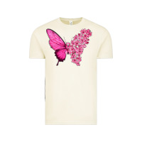 Pink Flowers And Breast Cancer Ribbon Butterfly Vintage Tee | Teevron