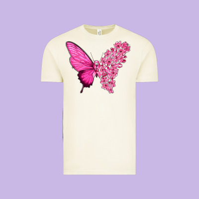 Pink Flowers And Breast Cancer Ribbon Butterfly Vintage Tee Designed By Texasbilliewilder