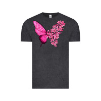 Vintage Black Pink Flowers and Breast Cancer Ribbon Butterfly Vintage Tee - texasbilliewilder