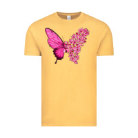 Vintage Mustard Pink Flowers and Breast Cancer Ribbon Butterfly Vintage Tee - texasbilliewilder