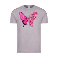 Vintage Zinc Pink Flowers and Breast Cancer Ribbon Butterfly Vintage Tee - texasbilliewilder