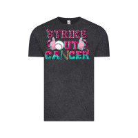 Vintage Black Strike Out Cancer Baseball Vintage Tee - texasbilliewilder
