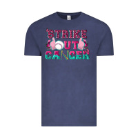 Vintage Denim Strike Out Cancer Baseball Vintage Tee - texasbilliewilder