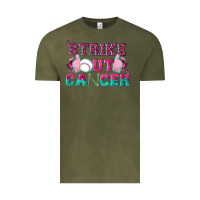 Vintage Olive Strike Out Cancer Baseball Vintage Tee - texasbilliewilder