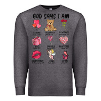 Charcoal Heather god says i am valentine's day Premium Sweatshirt - MaliasSmallBusiness