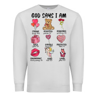 Dove Grey god says i am valentine's day Premium Sweatshirt - MaliasSmallBusiness