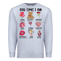 Heather Grey god says i am valentine's day Premium Sweatshirt - MaliasSmallBusiness