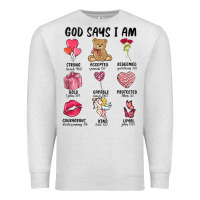 Oatmeal Heather god says i am valentine's day Premium Sweatshirt - MaliasSmallBusiness