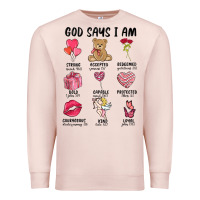 Pale Pink god says i am valentine's day Premium Sweatshirt - MaliasSmallBusiness