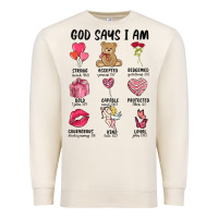 Sandshell god says i am valentine's day Premium Sweatshirt - MaliasSmallBusiness