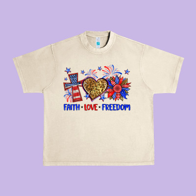 Faith Love Freedom Urban Heavy Tee Designed By Neo Western