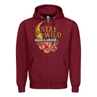 Burgundy stay wild moon child Zipper Hoodie - JahusDesignShop