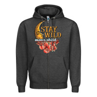 Charcoal Heather stay wild moon child Zipper Hoodie - JahusDesignShop