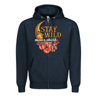 Navy stay wild moon child Zipper Hoodie - JahusDesignShop