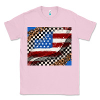 Bubblegum Pink American flag and racee flag Classic Tee - AdoDesignShop