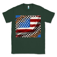 Sports Green American flag and racee flag Classic Tee - AdoDesignShop