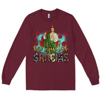 Burgundy san judas gracias Long Sleeve Tee - JahusDesignShop