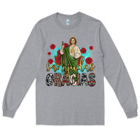 Heather Grey san judas gracias Long Sleeve Tee - JahusDesignShop