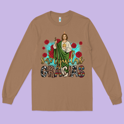 San Judas Gracias Long Sleeve Tee Designed By Jahusdesignshop
