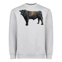 Heather Grey black angus bull Heavyweight Sweatshirt - RanaPortraitStore