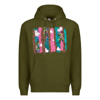 Army Green v.d turquoise leopard and flowers  brushstrokes Premium Hoodie - AdoDesignShop