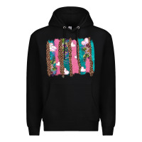 Black v.d turquoise leopard and flowers  brushstrokes Premium Hoodie - AdoDesignShop
