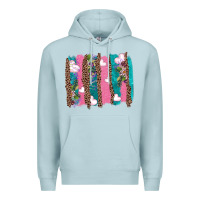 Blue Mist v.d turquoise leopard and flowers  brushstrokes Premium Hoodie - AdoDesignShop