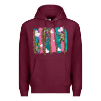 Burgundy v.d turquoise leopard and flowers  brushstrokes Premium Hoodie - AdoDesignShop