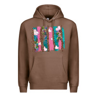 Chestnut v.d turquoise leopard and flowers  brushstrokes Premium Hoodie - AdoDesignShop