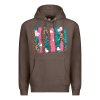 Coffee v.d turquoise leopard and flowers  brushstrokes Premium Hoodie - AdoDesignShop
