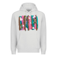 Dove Grey v.d turquoise leopard and flowers  brushstrokes Premium Hoodie - AdoDesignShop