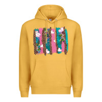 Mustard v.d turquoise leopard and flowers  brushstrokes Premium Hoodie - AdoDesignShop
