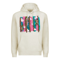 Oatmeal Heather v.d turquoise leopard and flowers  brushstrokes Premium Hoodie - AdoDesignShop