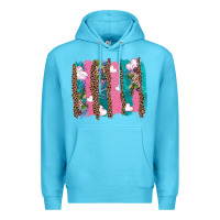 Ocean Blue v.d turquoise leopard and flowers  brushstrokes Premium Hoodie - AdoDesignShop