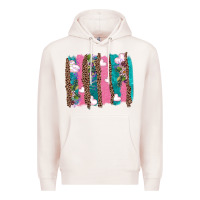 Pale Pink v.d turquoise leopard and flowers  brushstrokes Premium Hoodie - AdoDesignShop