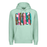 Seafoam v.d turquoise leopard and flowers  brushstrokes Premium Hoodie - AdoDesignShop