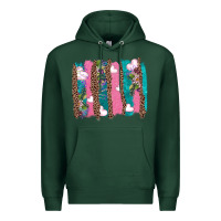 Sports Green v.d turquoise leopard and flowers  brushstrokes Premium Hoodie - AdoDesignShop